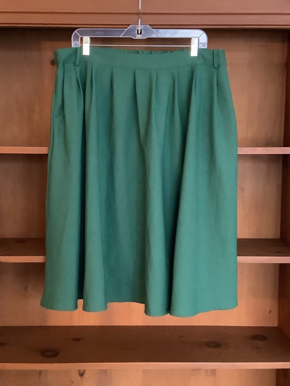 ModCloth Green Pleated Plus Size Midi A-Line Skirt Elastic Waist Pockets Size 2X